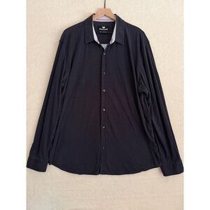 Buttercloth Dress Shirt Mens 2XL Black Polka Dot Regular Fit Long Sleeve